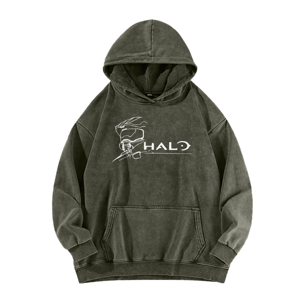 Halo Vintage Casual Washed Hoodie 2507011834