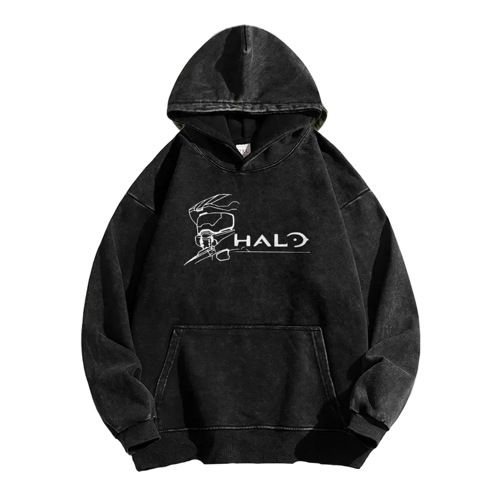 Halo Vintage Casual Washed Hoodie 2507011834