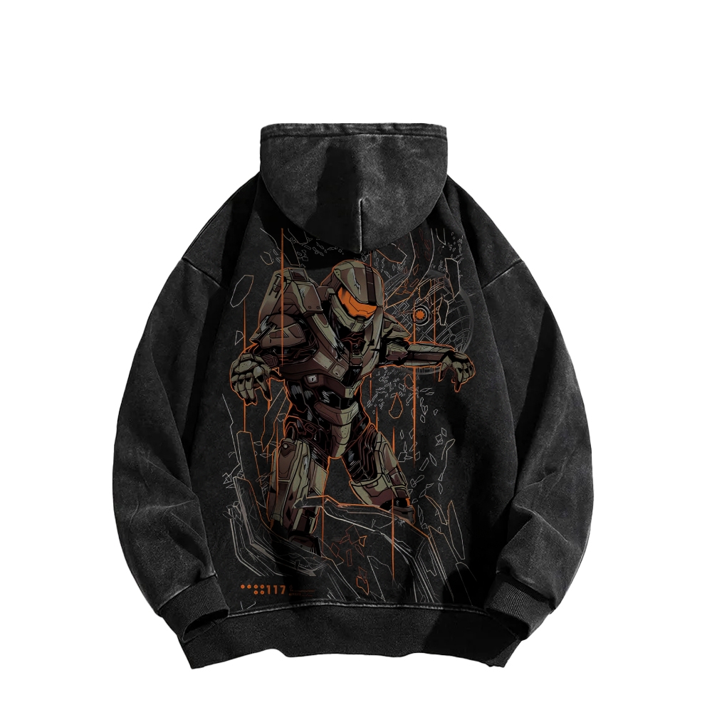 Halo Vintage Casual Washed Hoodie 2507011834