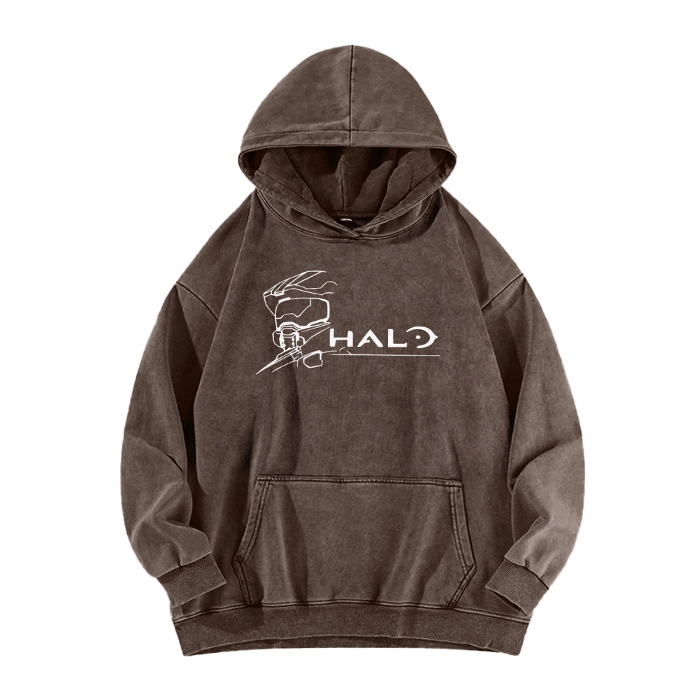 Halo Vintage Casual Washed Hoodie 2507011834