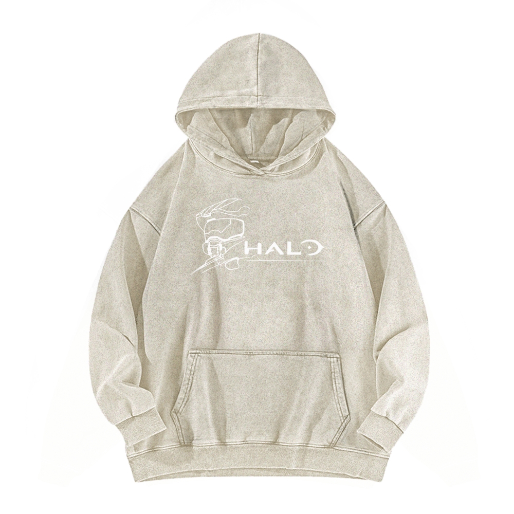 Halo Vintage Casual Washed Hoodie 2507011834