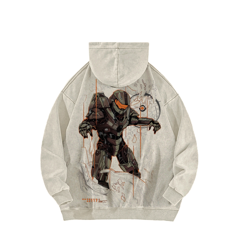 Halo Vintage Casual Washed Hoodie 2507011834