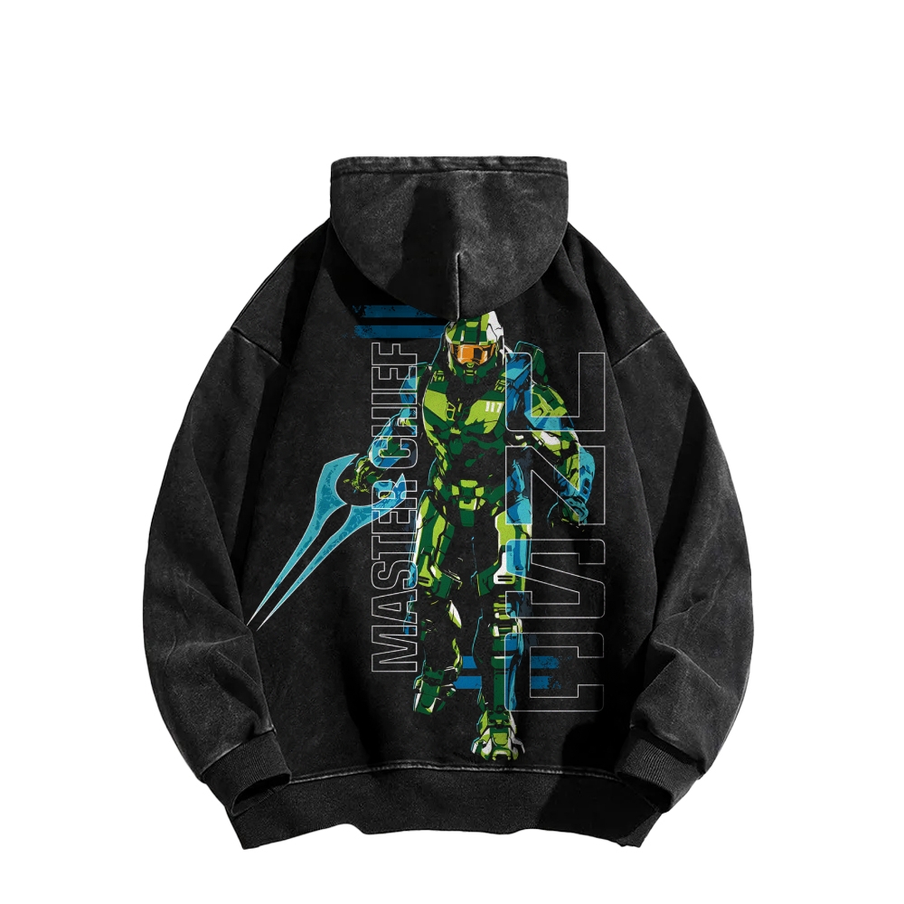 Halo Vintage Casual Washed Hoodie 2507011838