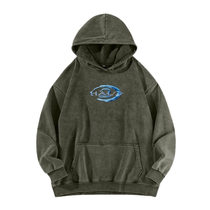 Halo Vintage Casual Washed Hoodie 2507011847