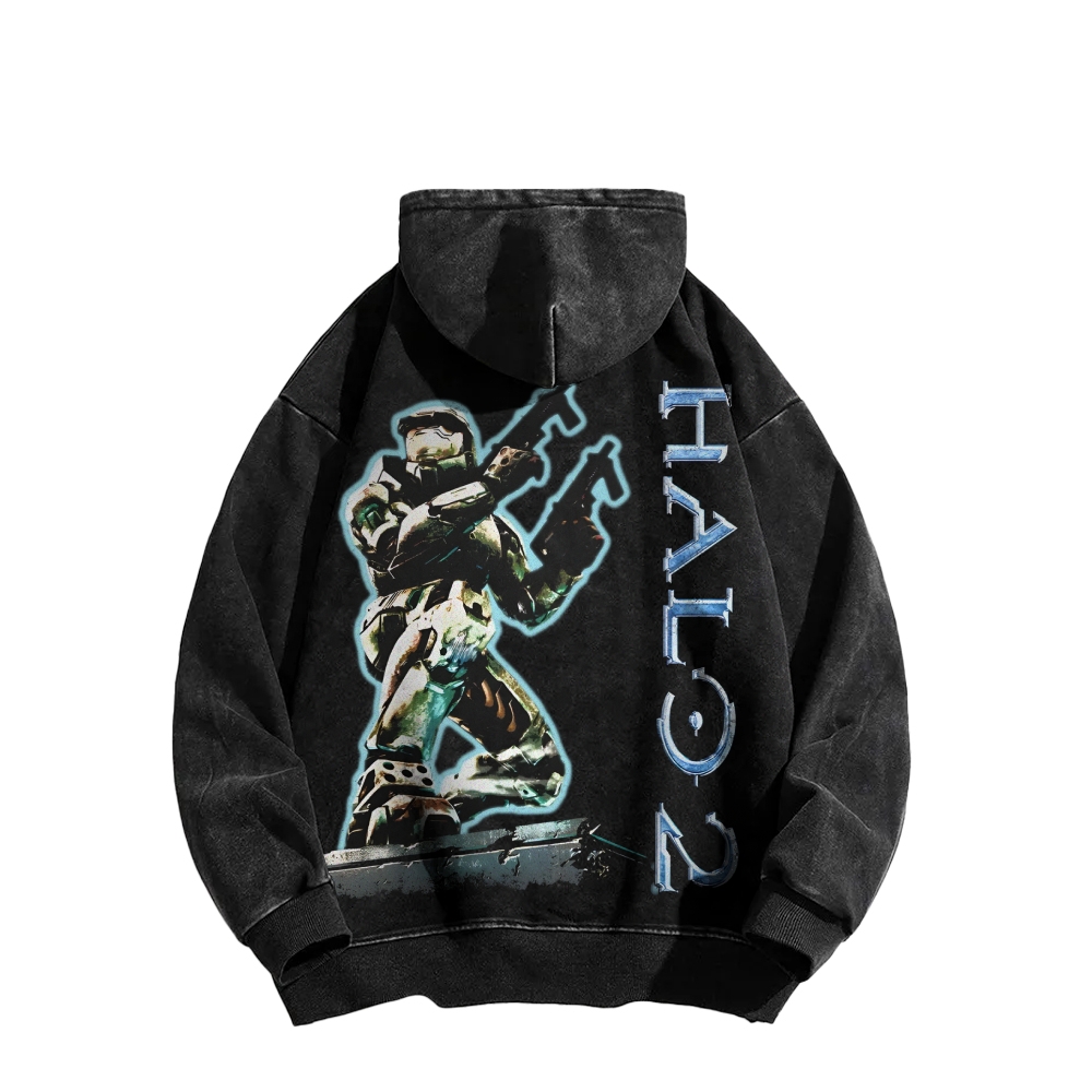 Halo Vintage Casual Washed Hoodie 2507011847