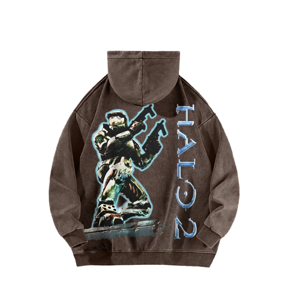 Halo Vintage Casual Washed Hoodie 2507011847