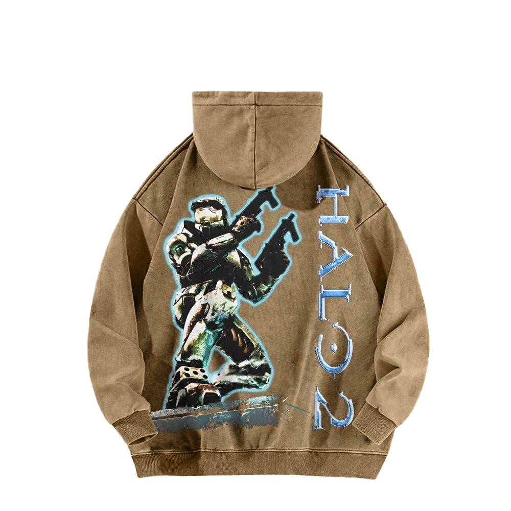 Halo Vintage Casual Washed Hoodie 2507011847