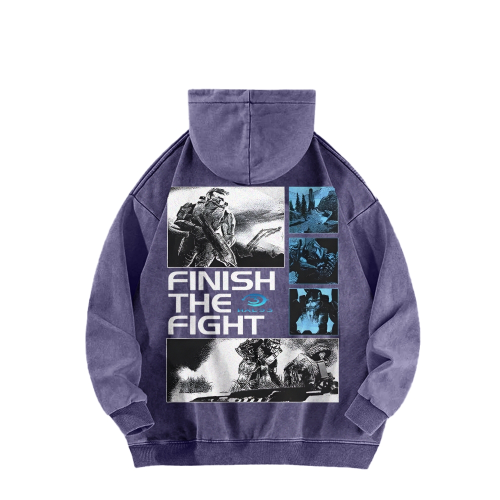 Halo Vintage Casual Washed Hoodie 2507011857