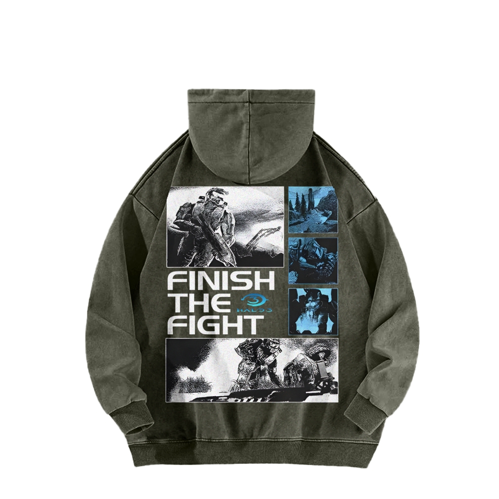 Halo Vintage Casual Washed Hoodie 2507011857