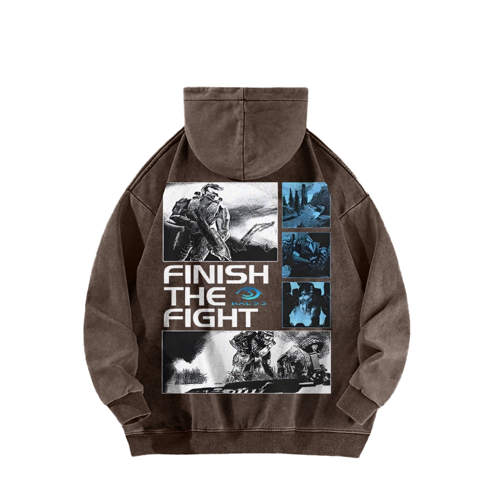Halo Vintage Casual Washed Hoodie 2507011857