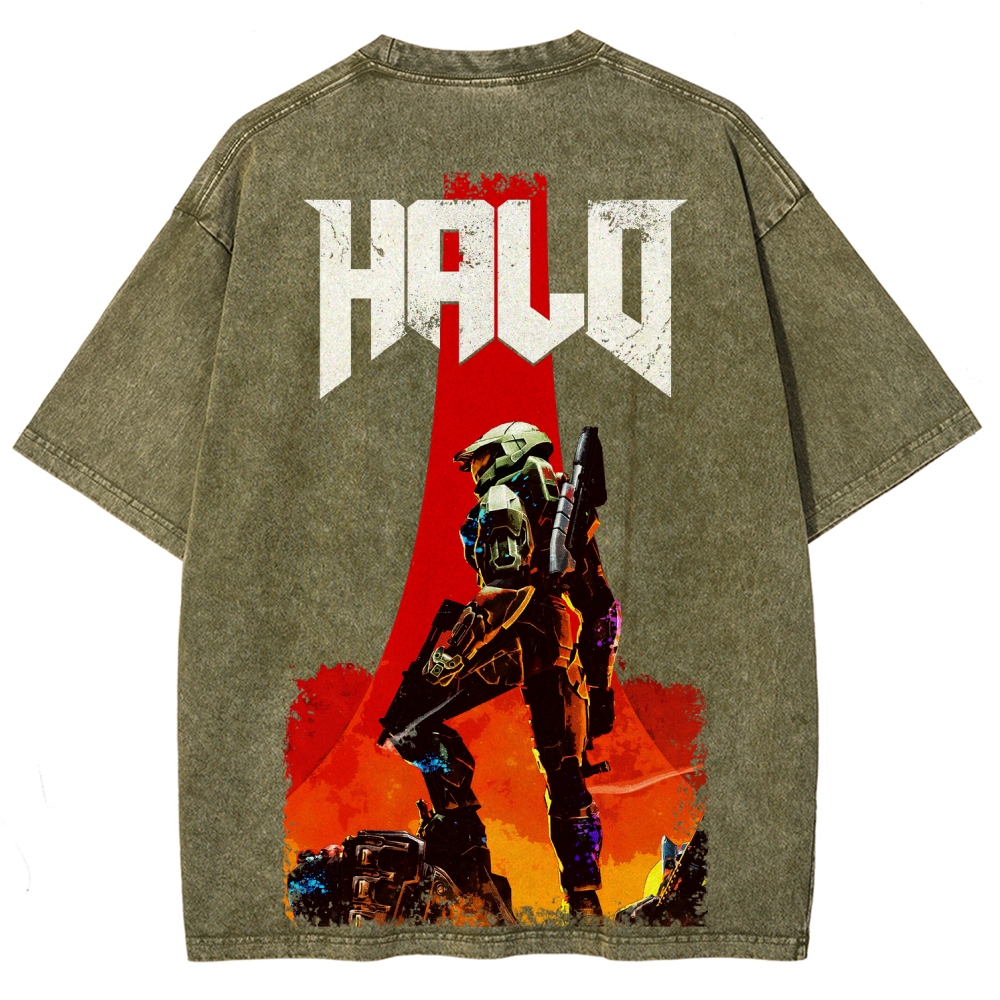 Halo Vintage Unisex Fit Washed T-Shirt 2507019769