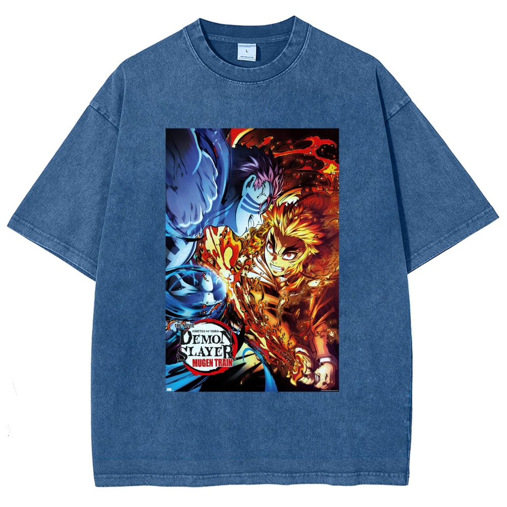 Demon Slayer: Kimetsu No Yaiba The Movie: Mugen Train Rengoku Vs. Akaza Vintage washed T-Shirt