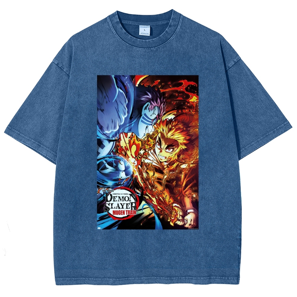 Demon Slayer: Kimetsu No Yaiba The Movie: Mugen Train Rengoku Vs. Akaza Vintage washed T-Shirt