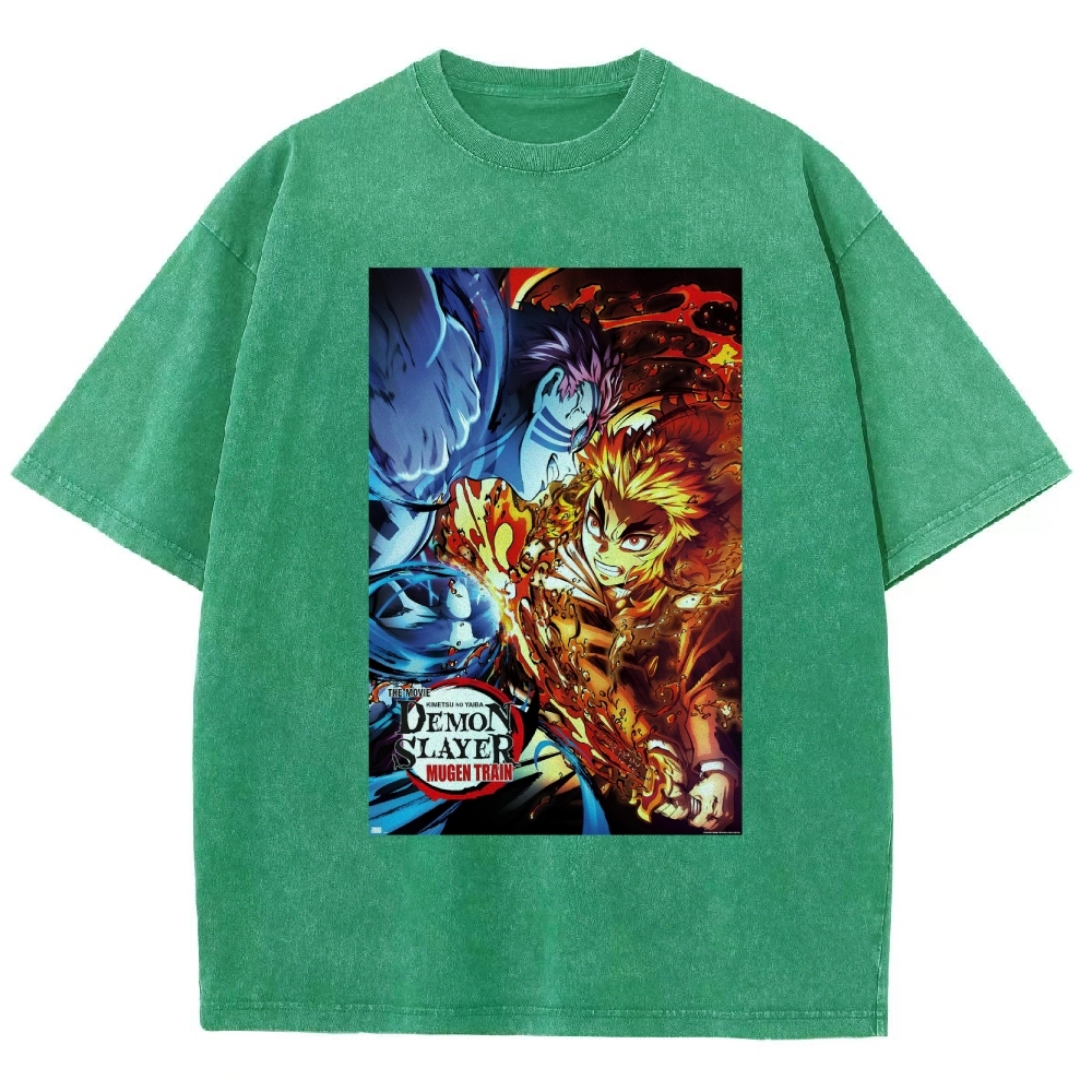 Demon Slayer: Kimetsu No Yaiba The Movie: Mugen Train Rengoku Vs. Akaza Vintage washed T-Shirt
