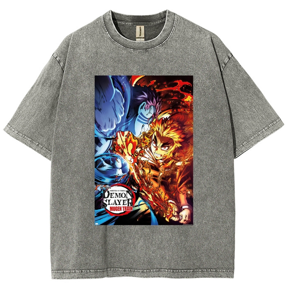 Demon Slayer: Kimetsu No Yaiba The Movie: Mugen Train Rengoku Vs. Akaza Vintage washed T-Shirt