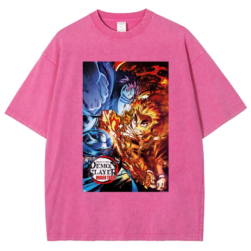 Demon Slayer: Kimetsu No Yaiba The Movie: Mugen Train Rengoku Vs. Akaza Vintage washed T-Shirt