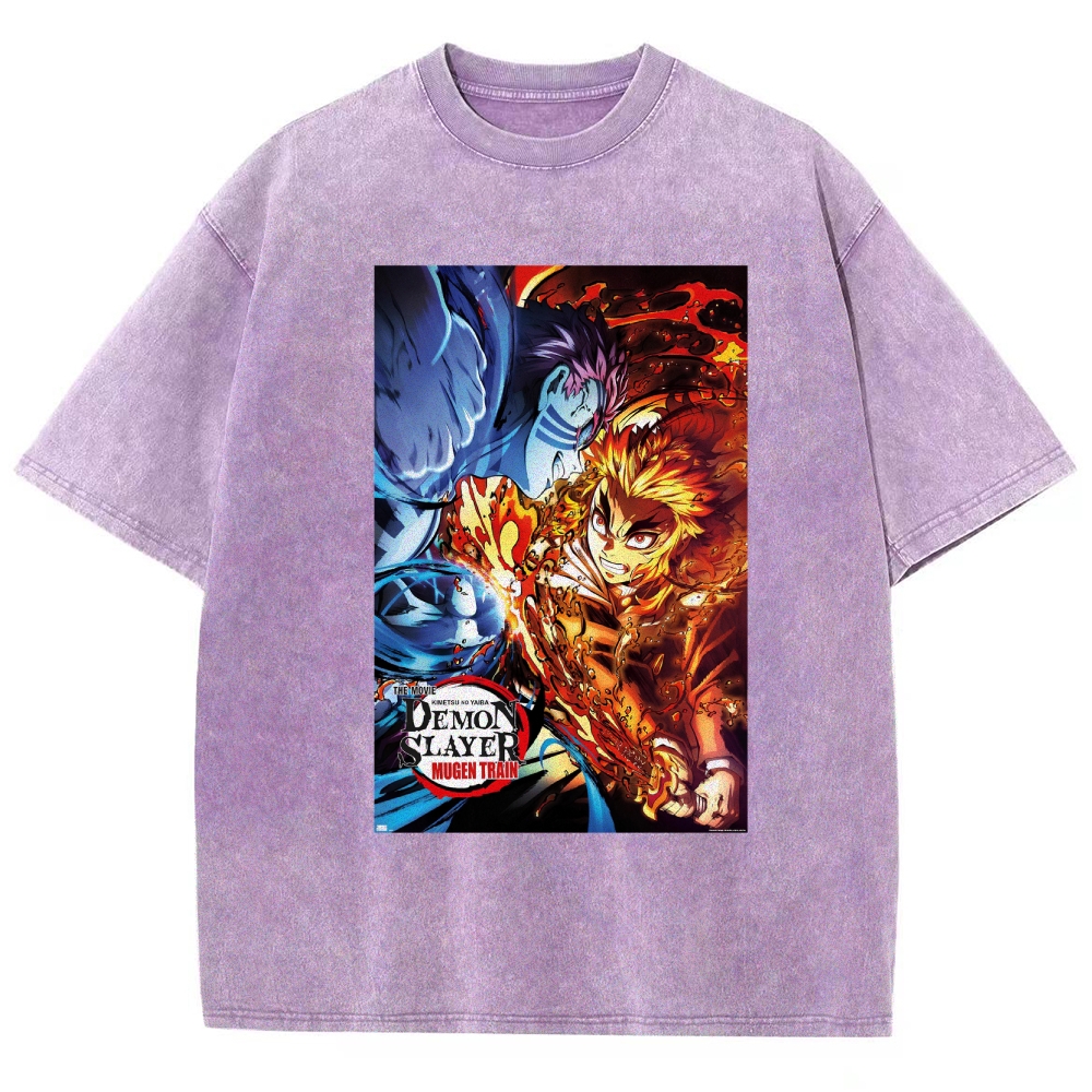 Demon Slayer: Kimetsu No Yaiba The Movie: Mugen Train Rengoku Vs. Akaza Vintage washed T-Shirt