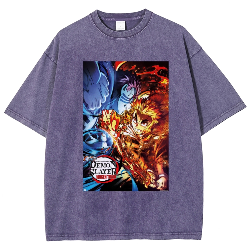 Demon Slayer: Kimetsu No Yaiba The Movie: Mugen Train Rengoku Vs. Akaza Vintage washed T-Shirt