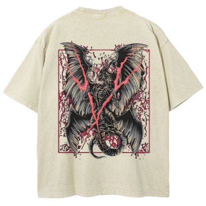 Elden Ring Lichdragon Fortissax Unisex Acid Washed Lightweight Cotton T-Shirt,Graphic Tee, Gift For Game Fan, Game Lover, Streetwear