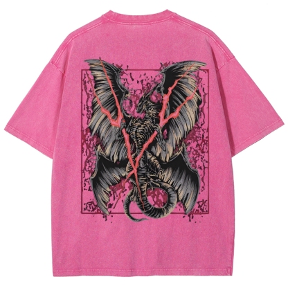 Elden Ring Lichdragon Fortissax Unisex Acid Washed Lightweight Cotton T-Shirt,Graphic Tee, Gift For Game Fan, Game Lover, Streetwear