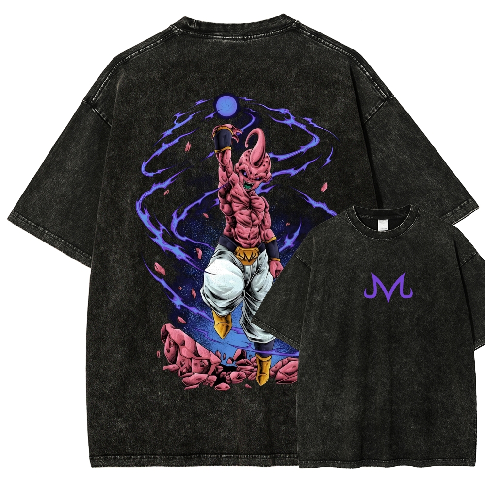  "Evil Buu" Vintage Oversize Anime Manga Acid Washed Cotton T-shirt | Dragon Ball Super