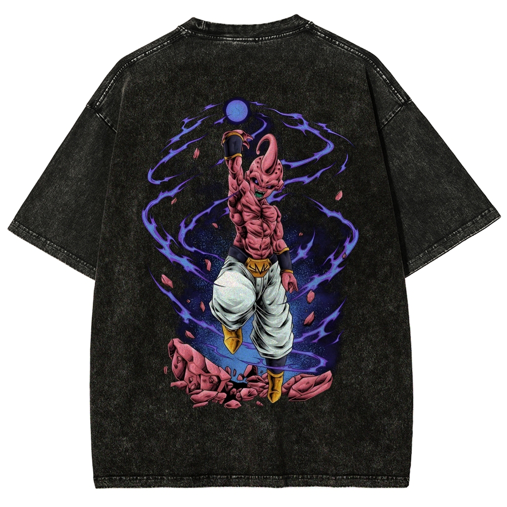  "Evil Buu" Vintage Oversize Anime Manga Acid Washed Cotton T-shirt | Dragon Ball Super