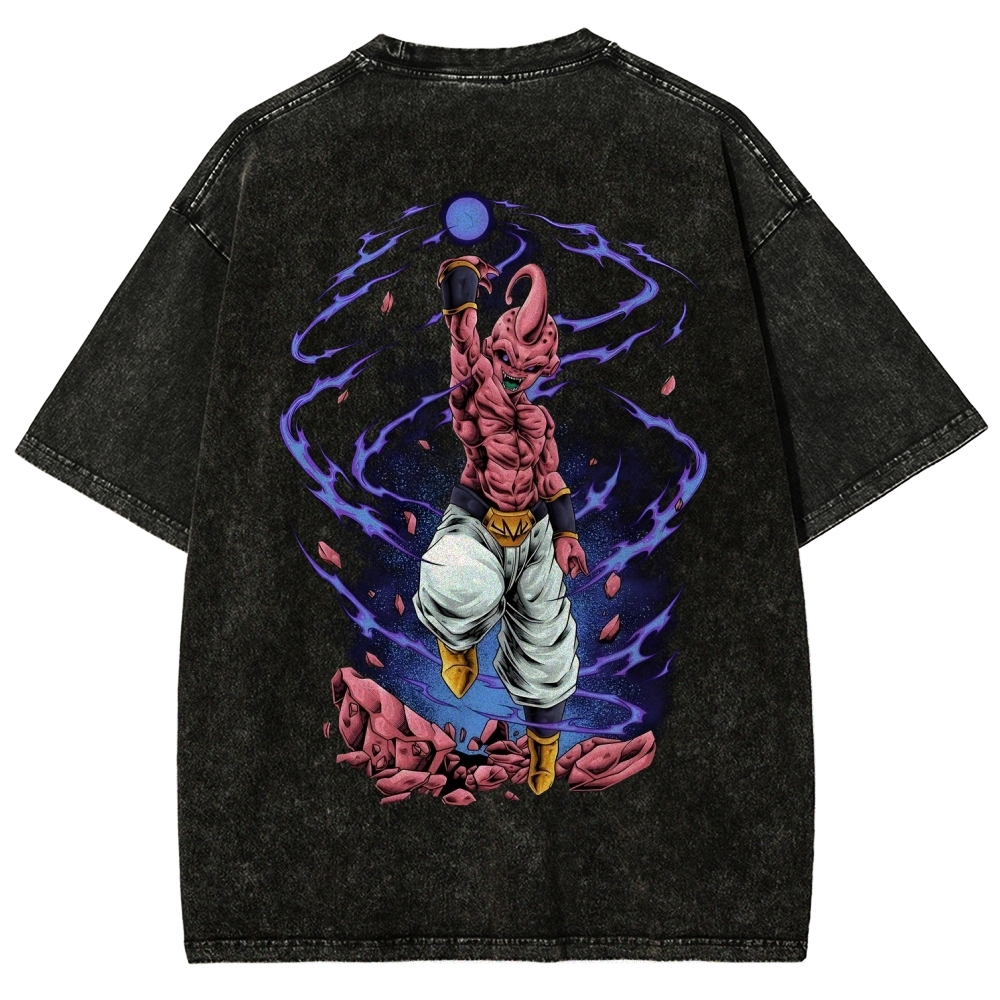  "Evil Buu" Vintage Oversize Anime Manga Acid Washed Cotton T-shirt | Dragon Ball Super