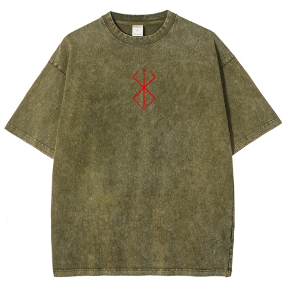 Berserk Anime Acid Washed Oversize T-Shirt Guts Anime Tee