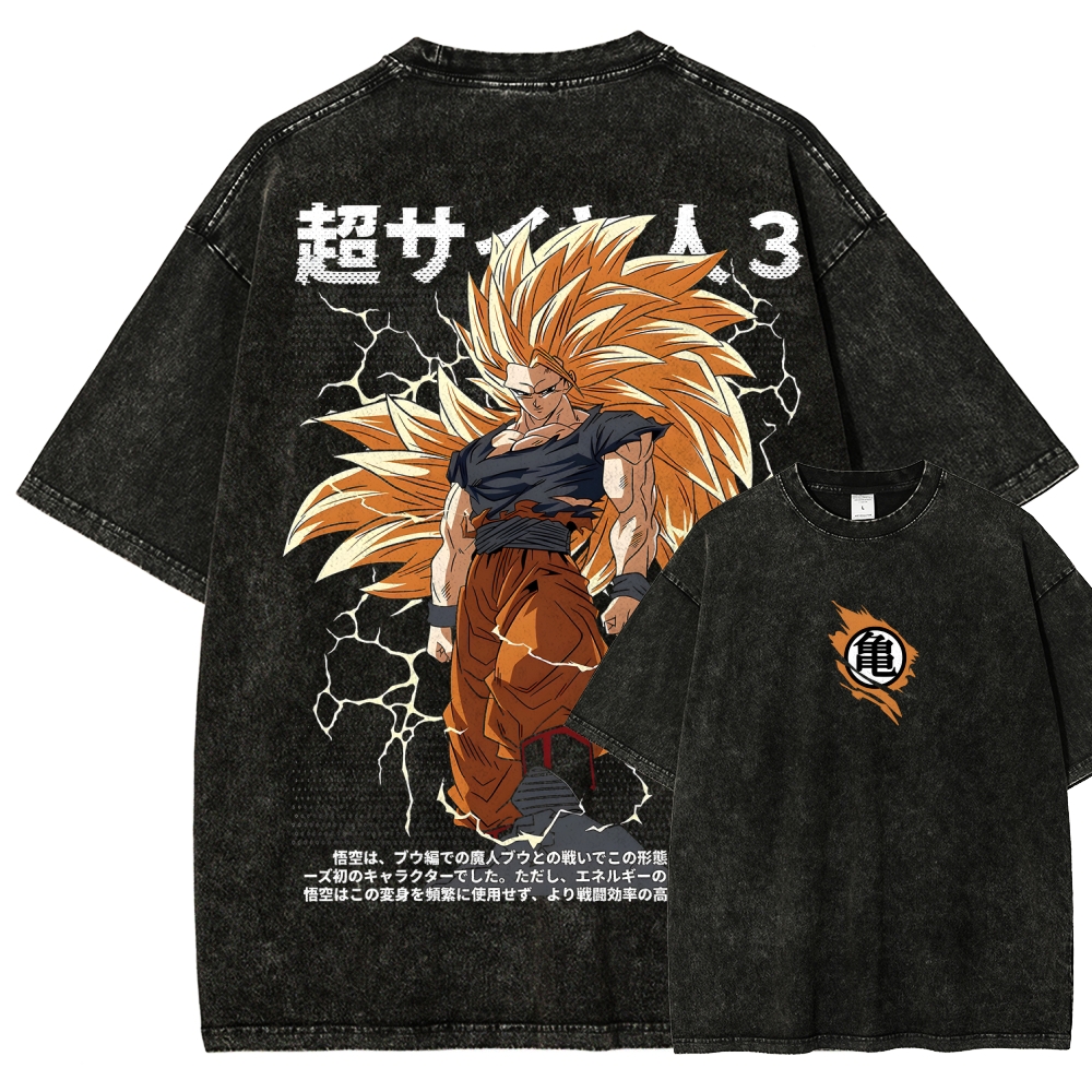 Goku SSJ3 - Dragonball Z Clothing Washed Cotton T-Shirt