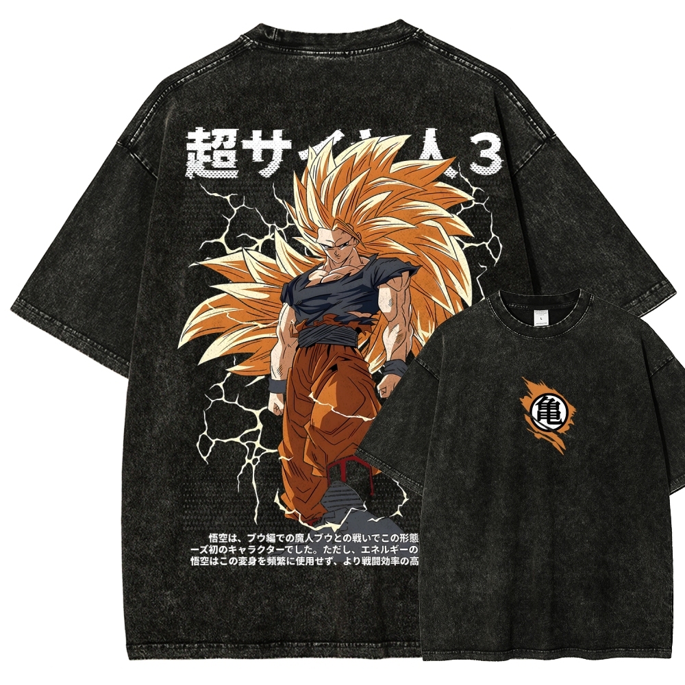 Goku SSJ3 - Dragonball Z Clothing Washed Cotton T-Shirt