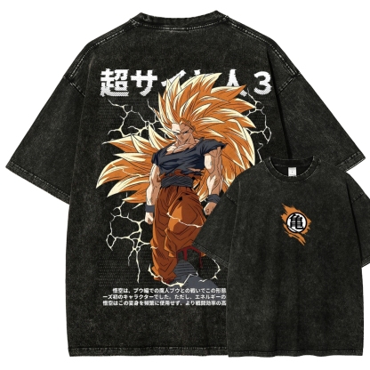 Goku SSJ3 - Dragonball Z Clothing Washed Cotton T-Shirt