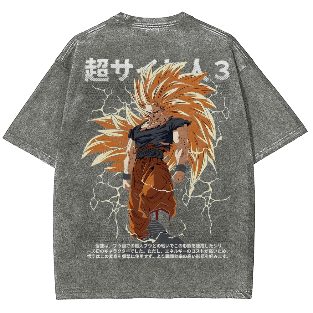 Goku SSJ3 - Dragonball Z Clothing Washed Cotton T-Shirt