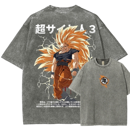 Goku SSJ3 - Dragonball Z Clothing Washed Cotton T-Shirt