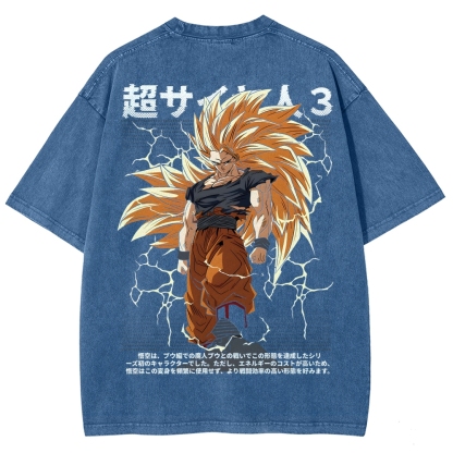 Goku SSJ3 - Dragonball Z Clothing Washed Cotton T-Shirt