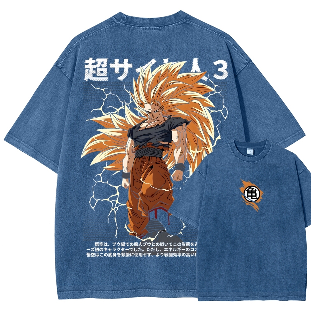 Goku SSJ3 - Dragonball Z Clothing Washed Cotton T-Shirt