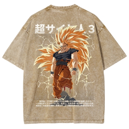 Goku SSJ3 - Dragonball Z Clothing Washed Cotton T-Shirt