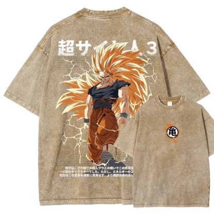 Goku SSJ3 - Dragonball Z Clothing Washed Cotton T-Shirt
