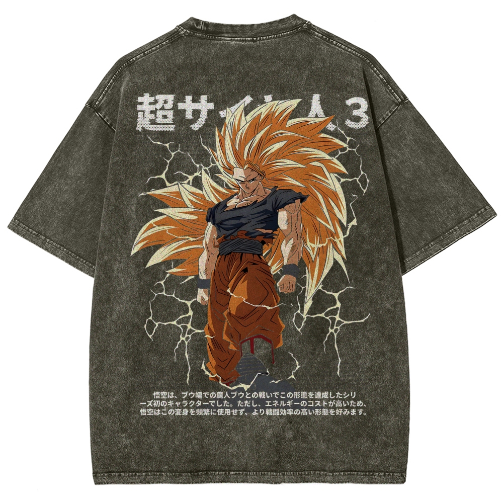Goku SSJ3 - Dragonball Z Clothing Washed Cotton T-Shirt