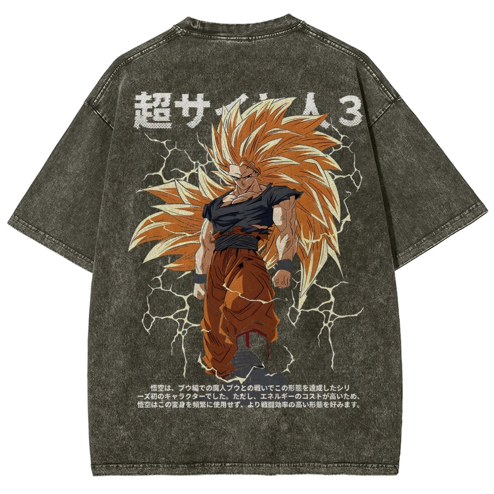 Goku SSJ3 - Dragonball Z Clothing Washed Cotton T-Shirt