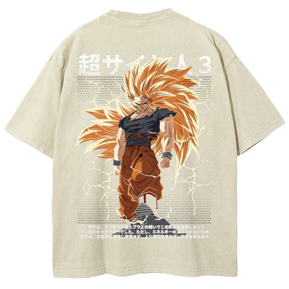 Goku SSJ3 - Dragonball Z Clothing Washed Cotton T-Shirt