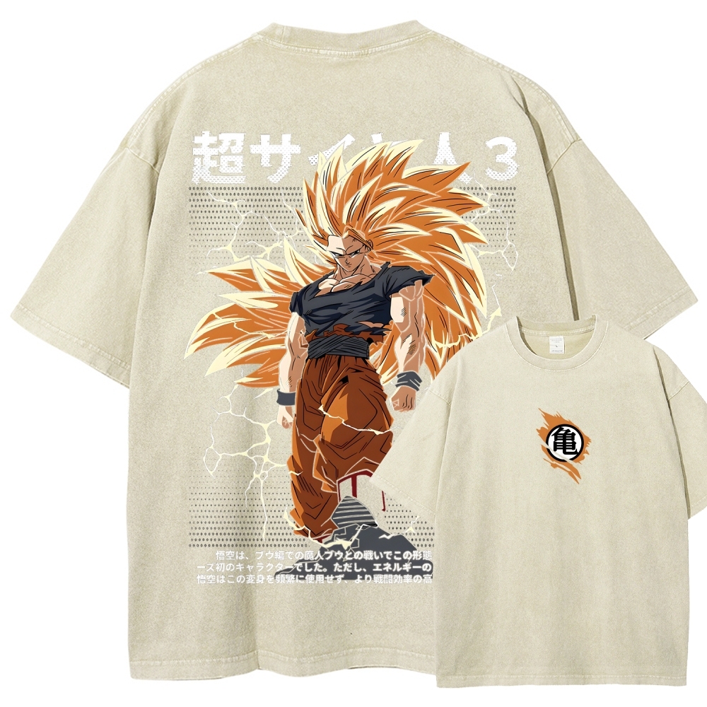 Goku SSJ3 - Dragonball Z Clothing Washed Cotton T-Shirt