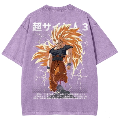 Goku SSJ3 - Dragonball Z Clothing Washed Cotton T-Shirt