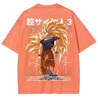 Goku SSJ3 - Dragonball Z Clothing Washed Cotton T-Shirt