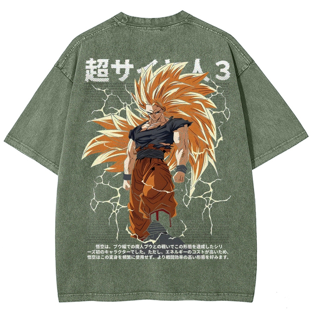 Goku SSJ3 - Dragonball Z Clothing Washed Cotton T-Shirt