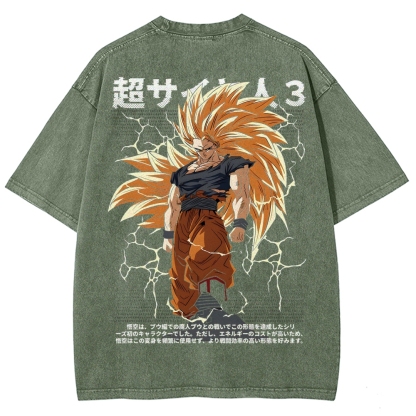 Goku SSJ3 - Dragonball Z Clothing Washed Cotton T-Shirt