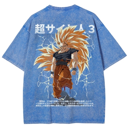 Goku SSJ3 - Dragonball Z Clothing Washed Cotton T-Shirt