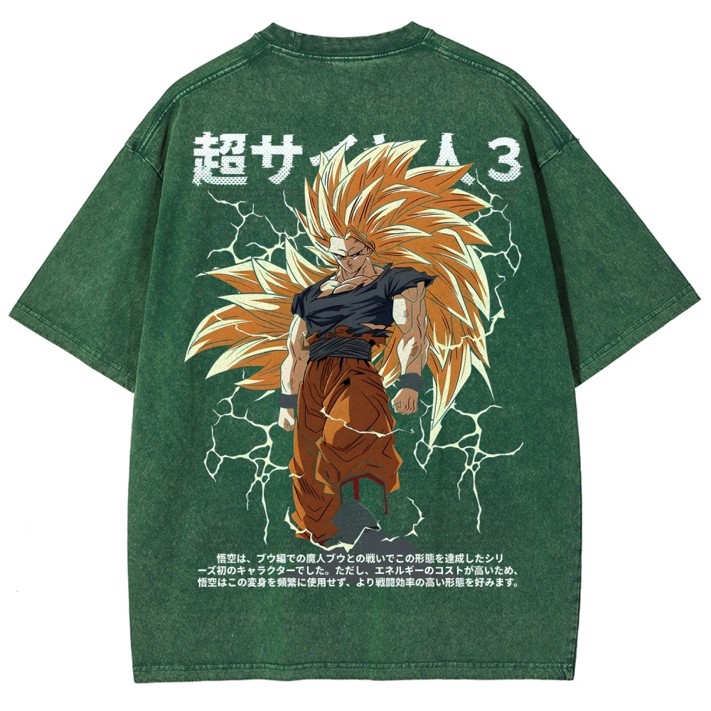 Goku SSJ3 - Dragonball Z Clothing Washed Cotton T-Shirt