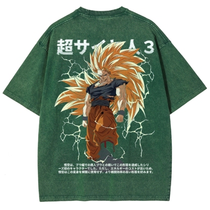 Goku SSJ3 - Dragonball Z Clothing Washed Cotton T-Shirt