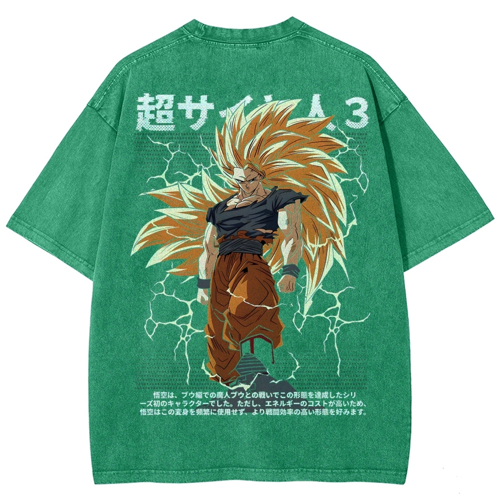 Goku SSJ3 - Dragonball Z Clothing Washed Cotton T-Shirt