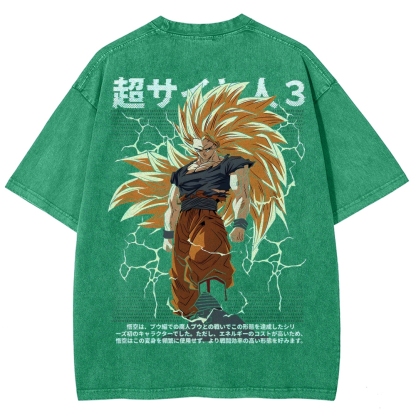 Goku SSJ3 - Dragonball Z Clothing Washed Cotton T-Shirt